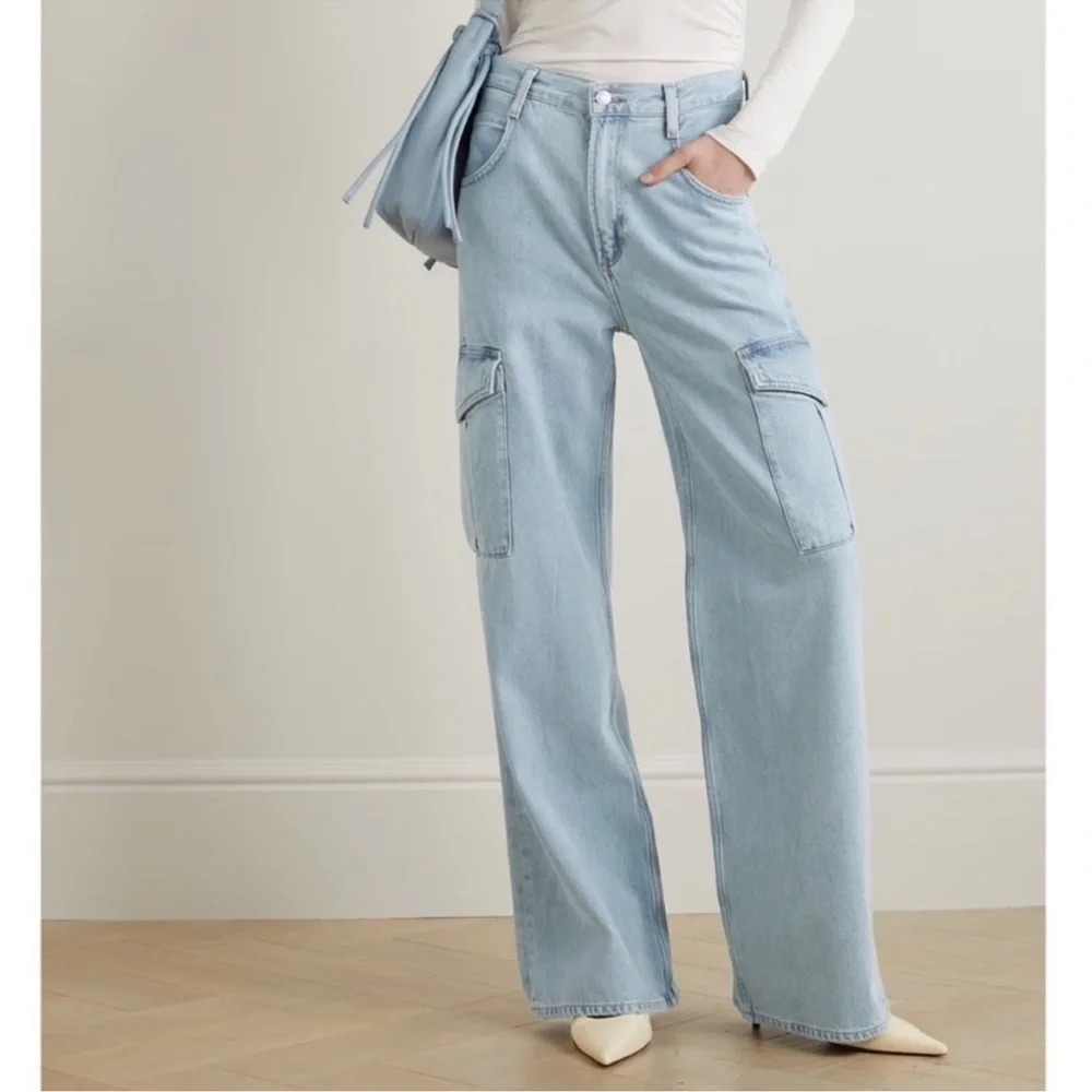 AGOLDE Minka Cargo Wide Leg In Realm Light Wash Jeans Size 27